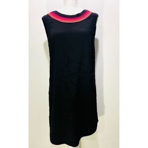 Sandro midi dress designer black decorative chain neckline colorful women 3